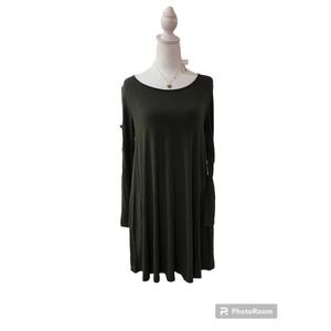 Piko Olive Women's Small Green  Pocket Shirt‎ Tunic  Dress